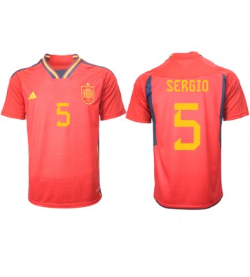 Spain Sergio Busquets #5 Replica Home Stadium Shirt World Cup 2022 Short Sleeve
